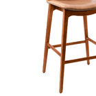 Banqueta Open 47cm Madeira Maciça | Courino Marrom Claro - Sa